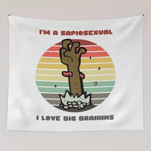 Item preview, Sunset Zombie / I'm a Sapiosexual, I Love Big Braiiiiins designed and sold by Nathalie Aynié.