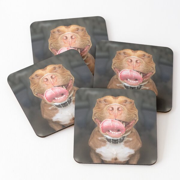 Item preview, Funny Pitbull dog tongue licking portrait Animals showing nose fun face and teeth designed and sold by Dolphin Graphic.