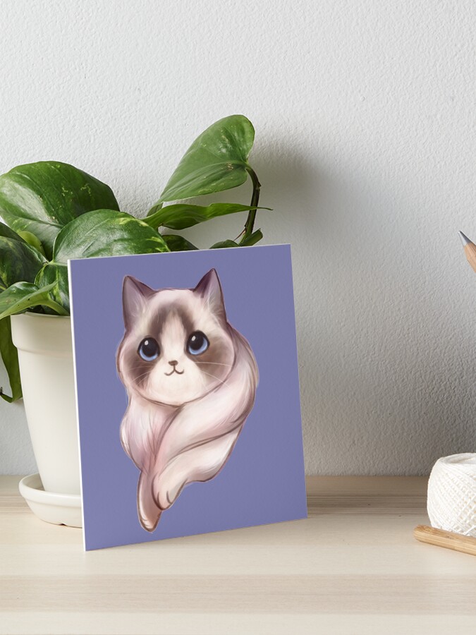 Lavender Ragdoll Cat Blue Eyes Painting Art Board Print For Sale By Swadesign Redbubble