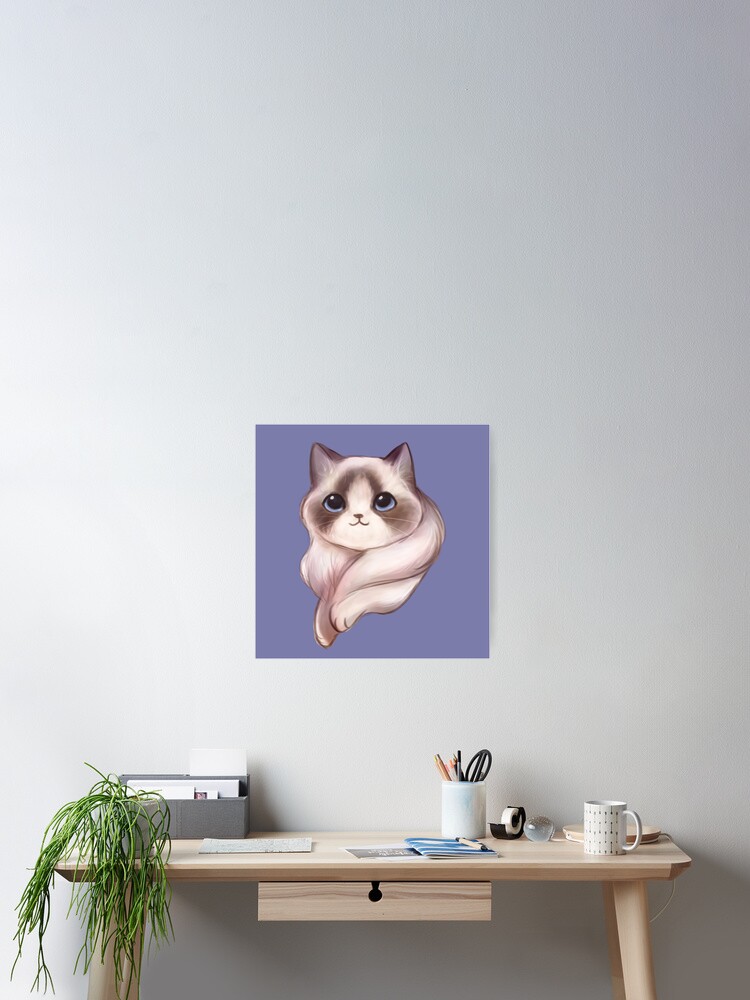 Lavender Ragdoll Cat Blue Eyes Painting Poster For Sale By Swadesign Redbubble