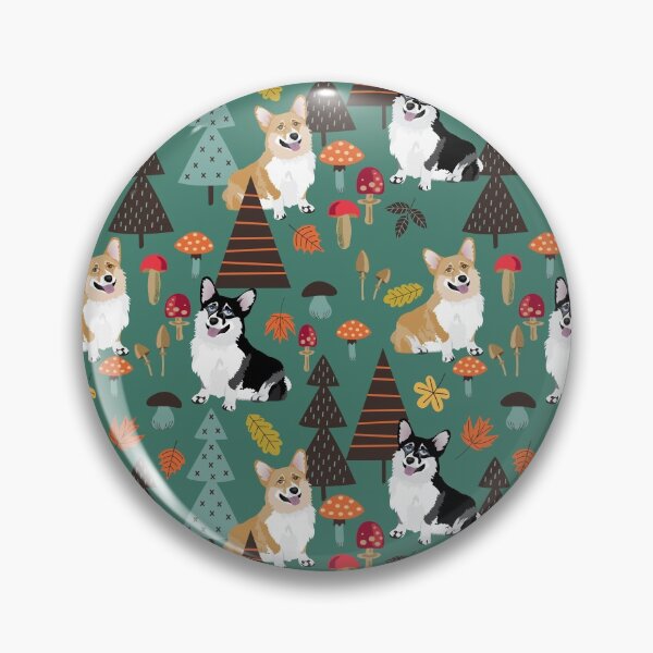 Item preview, Corgis In Fall Forest - Dark Teal designed and sold by Corgiworld.