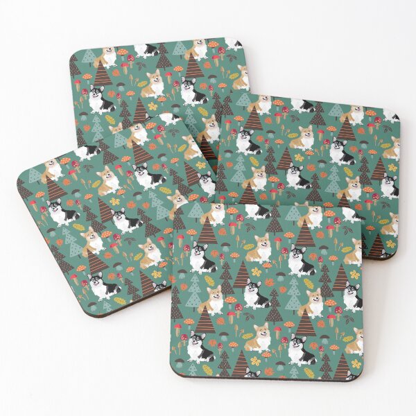 Item preview, Corgis In Fall Forest - Dark Teal designed and sold by Corgiworld.