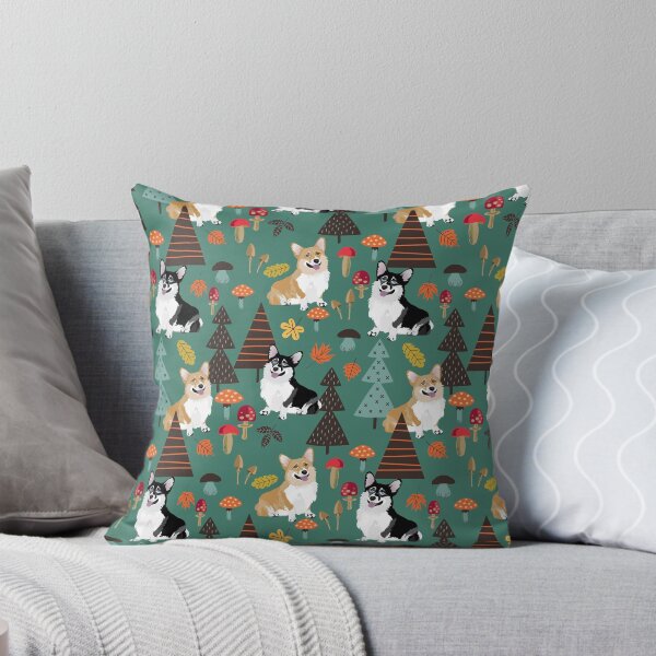 Item preview, Corgis In Fall Forest - Dark Teal designed and sold by Corgiworld.