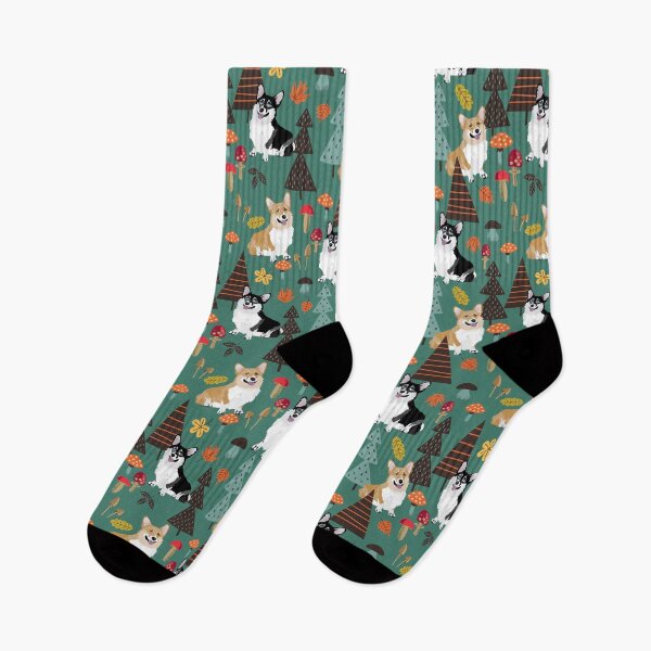 Item preview, Corgis In Fall Forest - Dark Teal designed and sold by Corgiworld.