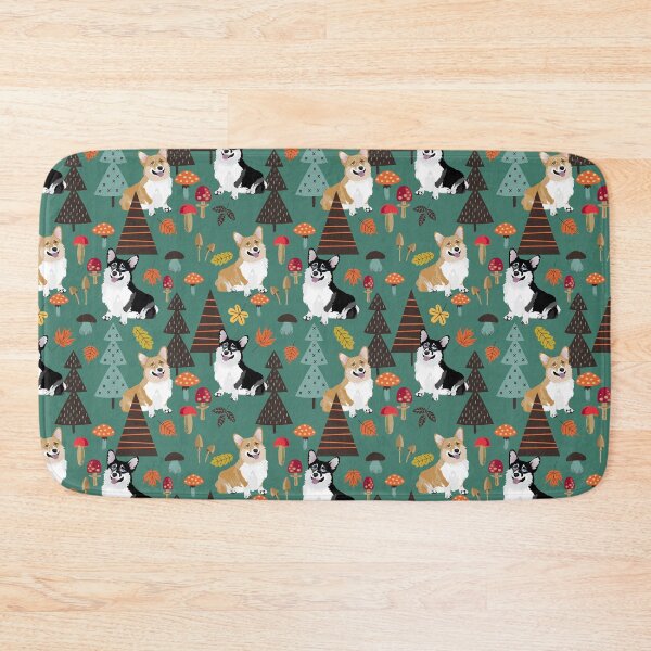 Item preview, Corgis In Fall Forest - Dark Teal designed and sold by Corgiworld.