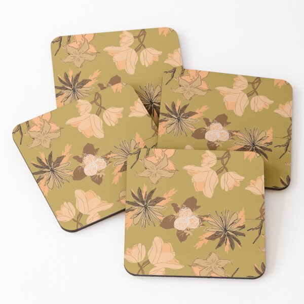 Item preview, Mustard yellow warm beautiful flowers pattern gift design designed and sold by Michael Schmidt.