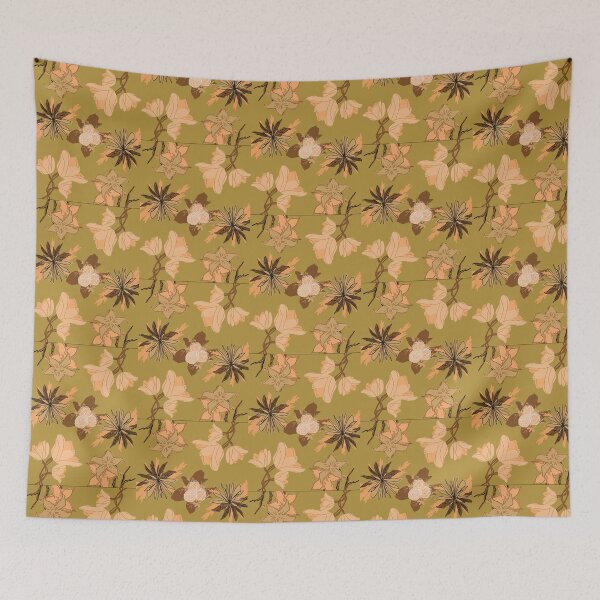 Item preview, Mustard yellow warm beautiful flowers pattern gift design designed and sold by Michael Schmidt.
