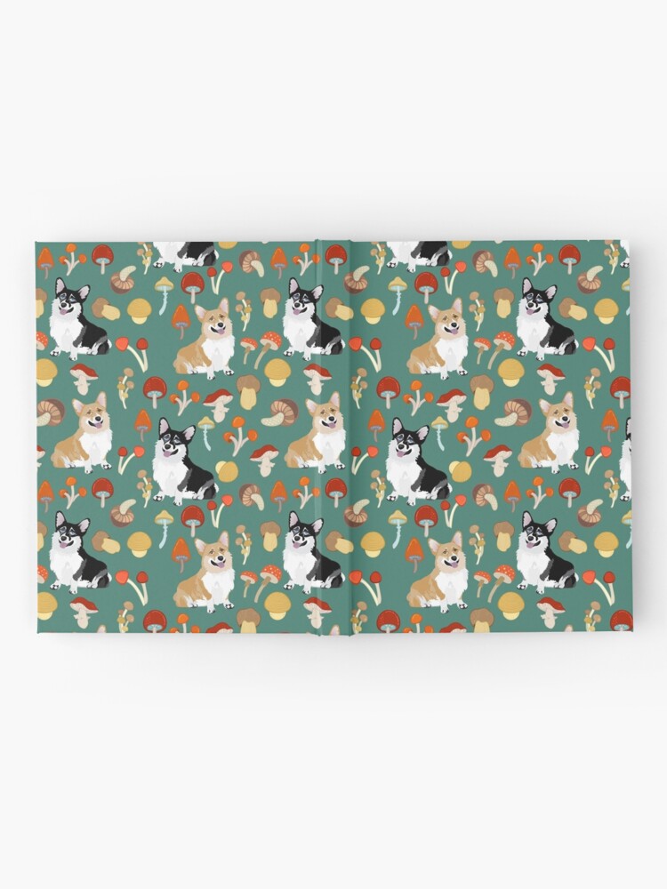 Alternate view of Corgis In Mushroom Fall Forest - Teal Hardcover Journal