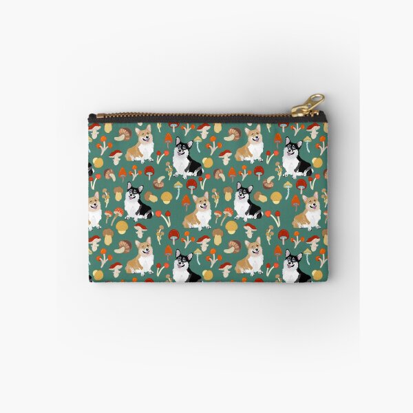 Item preview, Corgis In Mushroom Fall Forest - Teal designed and sold by Corgiworld.