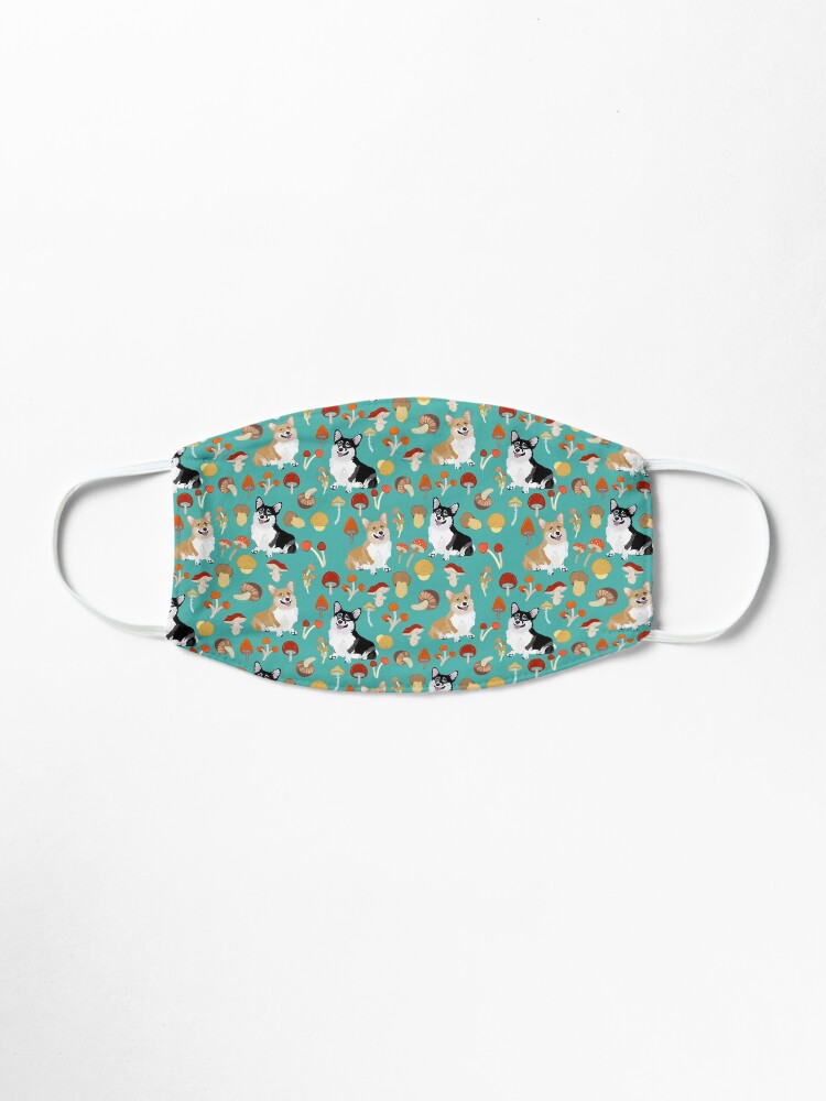 Alternate view of Corgis In Mushroom Fall Forest - Turquoise Mask