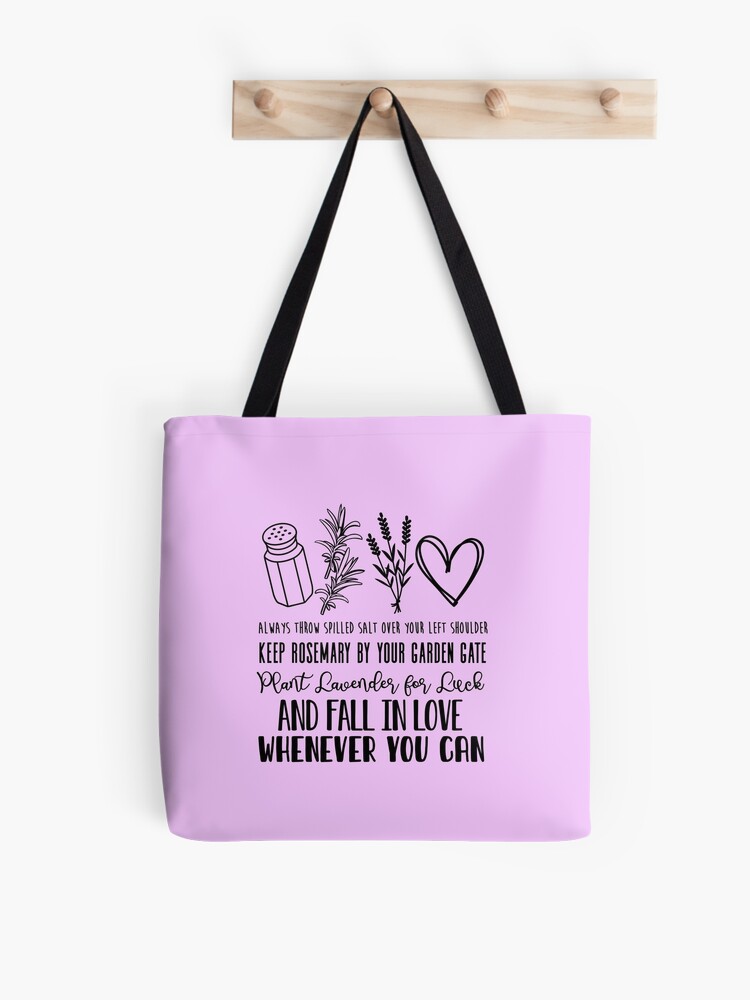 Tote Bag Drole Halloween Film Sorciere Magique Pratique Sorcieres Sel Romarin Lavande Citation D Amour Par Tiffanator606 Redbubble