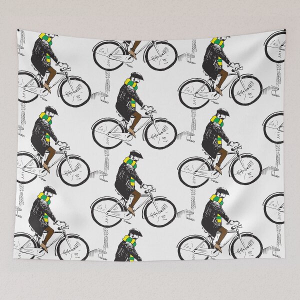 Item preview, Flat Cap Fan - Cyclist - Green and Yellow - Scarf - Football Supporter, Illustrated Tribute designed and sold by FoleyPottery.