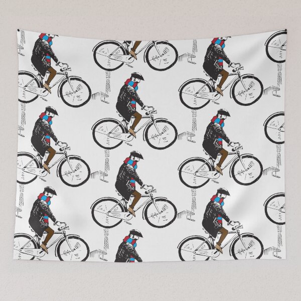 Item preview, Flat Cap Fan Cyclist Red and White Scarf - Football Supporter, Illustrated Tribute designed and sold by FoleyPottery.