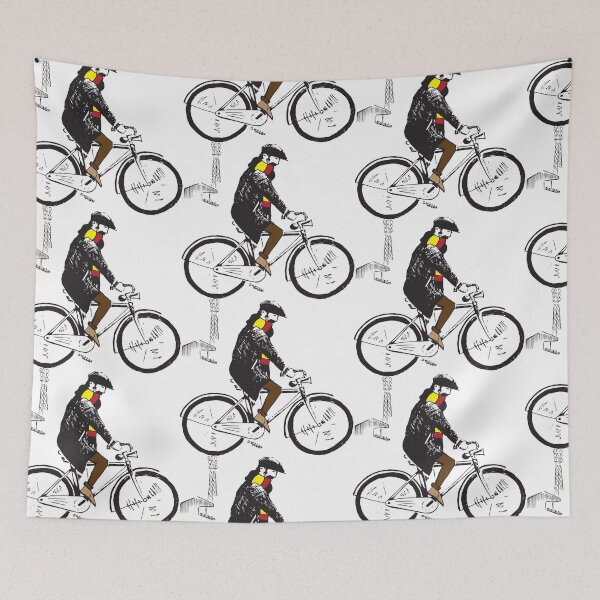 Item preview, Flat Cap Fan Cyclist, Red yellow and black Scarf - Football Supporter, Illustrated Tribute designed and sold by FoleyPottery.