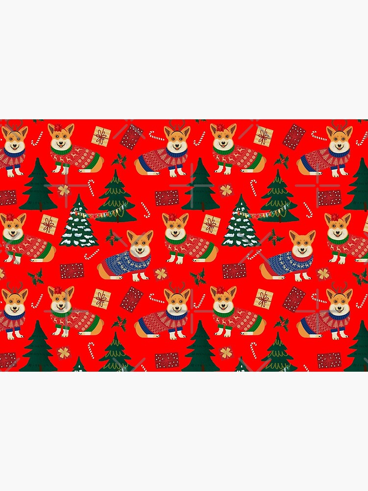 Merry Corgmess - Corgi Christmas Pattern - red by Corgiworld
