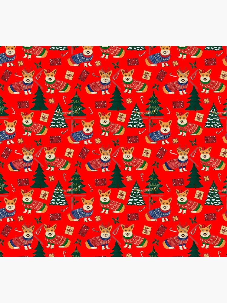Merry Corgmess - Corgi Christmas Pattern - red by Corgiworld