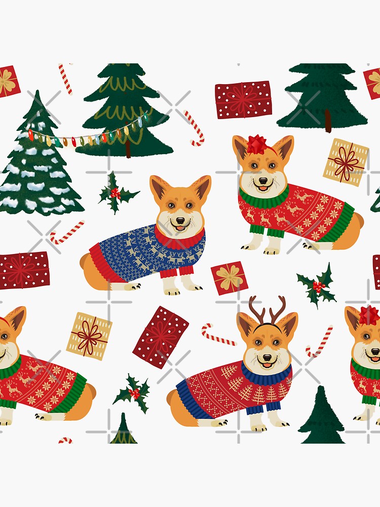 Merry Corgmess - Corgi Christmas Pattern - red by Corgiworld