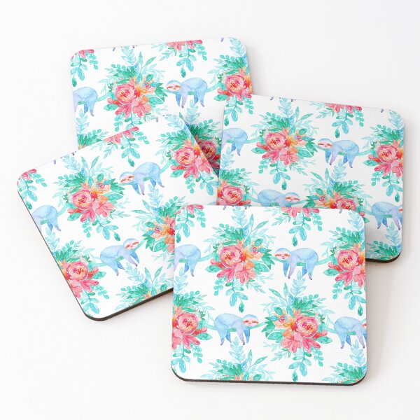 Item preview, Lush Watercolor Floral with Sleepy Sloths designed and sold by Perrin Le Feuvre.