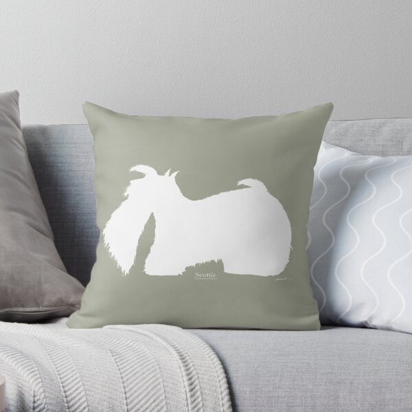 Sage Scottish Terrier, tony fernandes Throw Pillow
