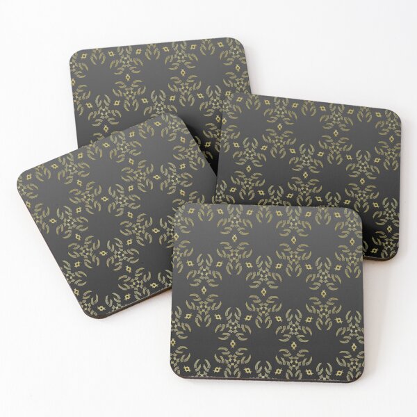 Item preview, Beautiful gold floral pattern on a cool gradient gray to black background  designed and sold by PetaJaneHome.