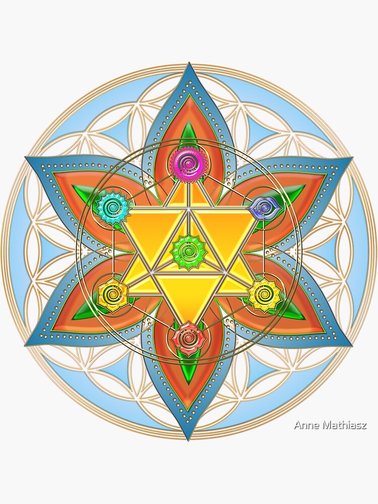 Merkaba, Chakras, Flower Of Life, Metatrons Cube, Sacred Geometry | Sticker