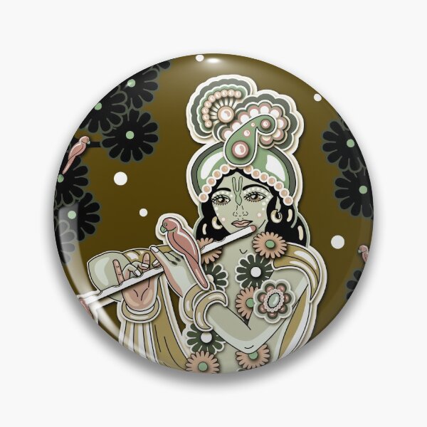 Item preview, Sri Krishna playing flute - retro designed and sold by GundicaArt.