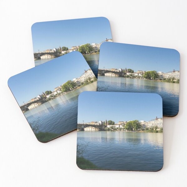 Item preview, Silky Blue Currents - Sevilles Guadalquivir River and Triana Bridge Puente de Isabel II designed and sold by Georgia Mizuleva.