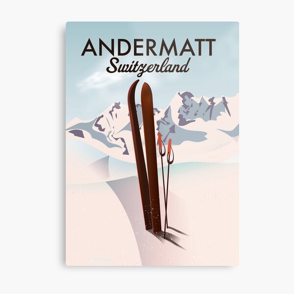 Andermatt Switzerland ski poster Metal Print