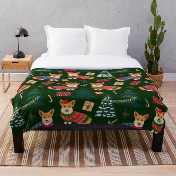 Item preview, Merry Corgmess - Patrón de Navidad Corgi - verde designed and sold by Corgiworld.