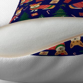 Alternate view of Merry Corgmess - Corgi Christmas Pattern - blue Floor Pillow