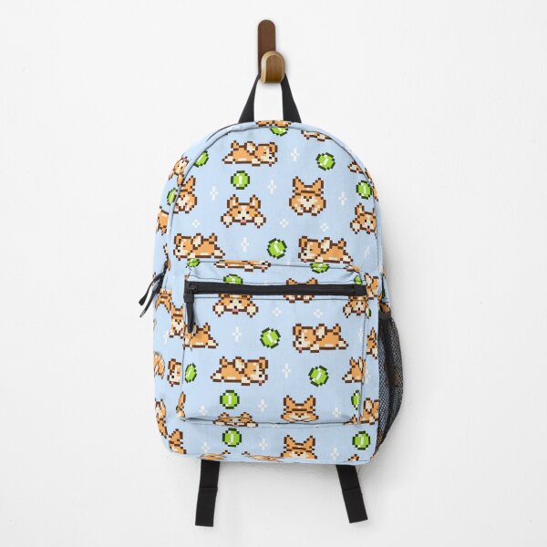 Item preview, Corgi dog pixel art (blue background) designed and sold by lisoks.