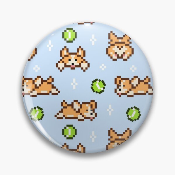 Item preview, Corgi dog pixel art (blue background) designed and sold by lisoks.