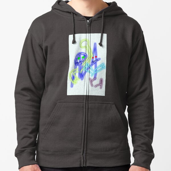 "Neon Robots" by Richard F. Yates Zipped Hoodie