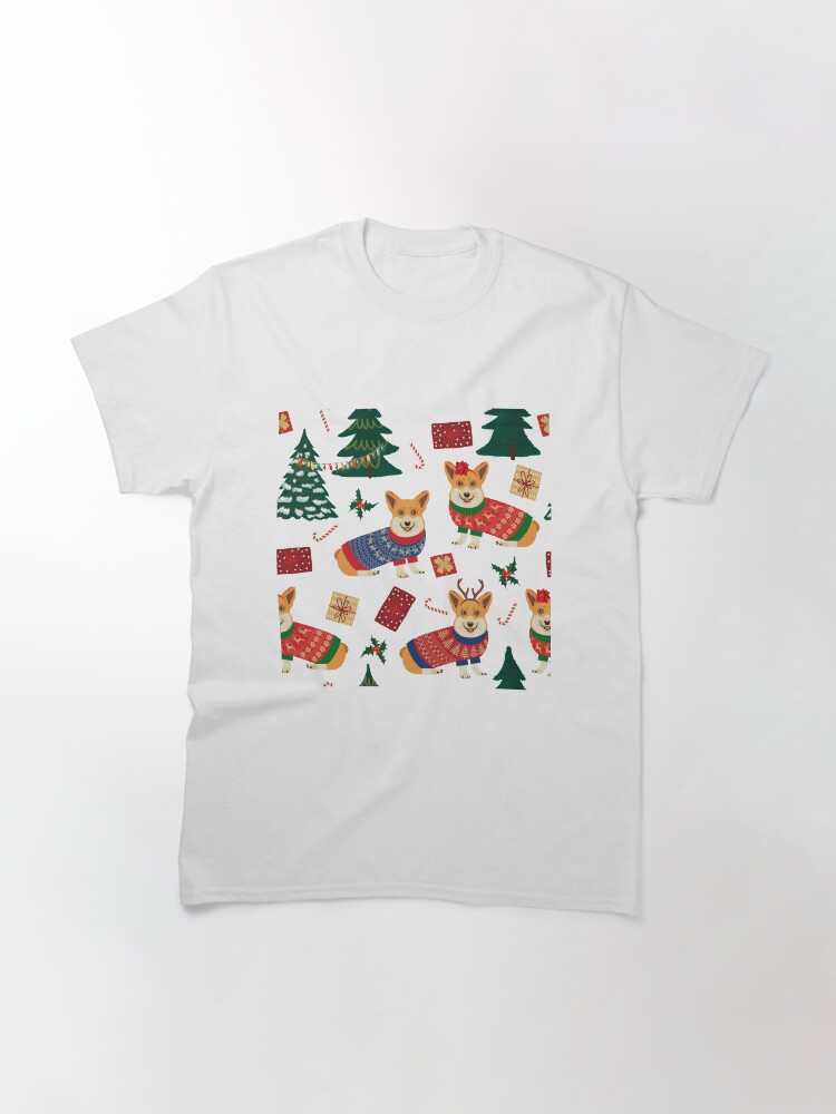 Alternate view of Merry Corgmess - Corgi Christmas Pattern - white Classic T-Shirt