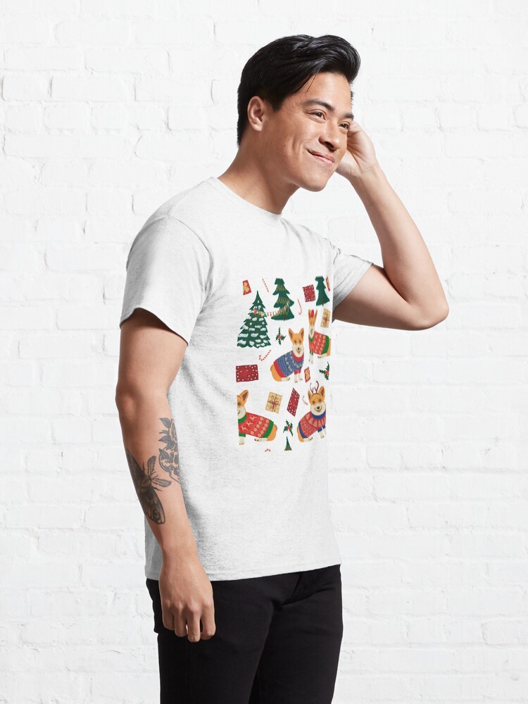 Alternate view of Merry Corgmess - Corgi Christmas Pattern - white Classic T-Shirt