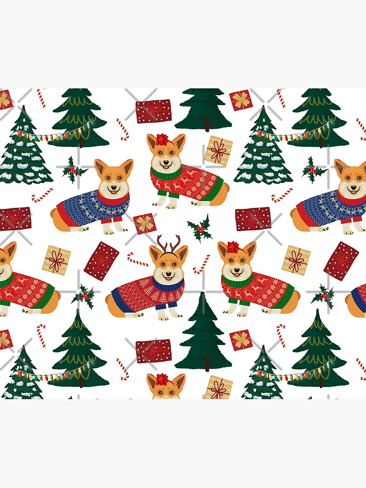 Merry Corgmess - Corgi Christmas Pattern - white by Corgiworld