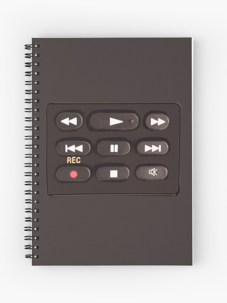 Remote control buttons press play, rewind, fast forward, record, pause or  mute Spiral Notebook for Sale by Artonmytee