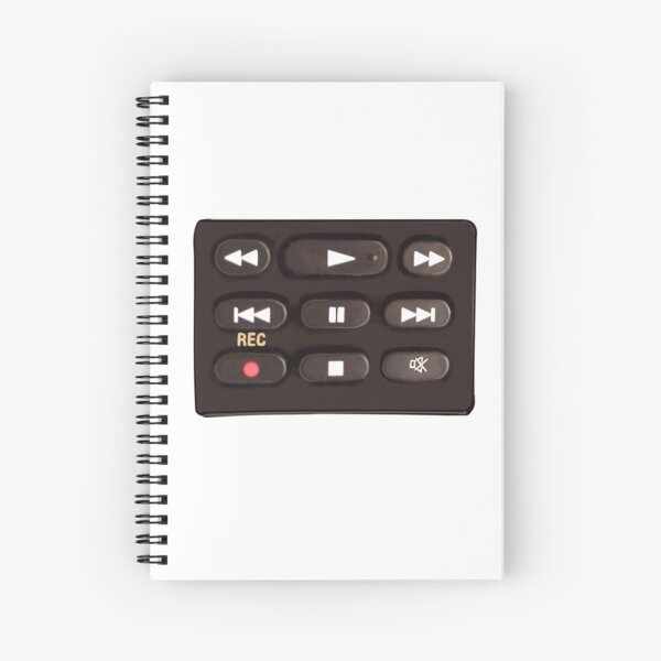 Remote control buttons press play, rewind, fast forward, record, pause or  mute Spiral Notebook for Sale by Artonmytee