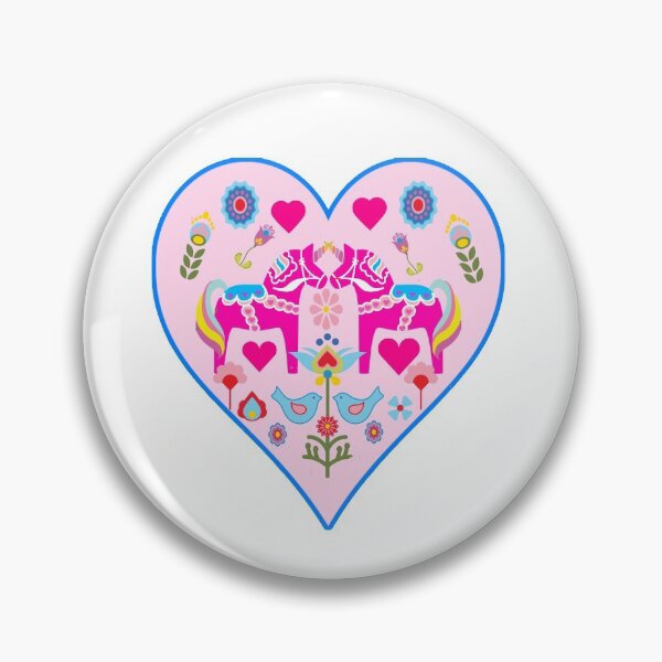 Item preview, Pink Dala Horse Unicorn Heart Swedish Dalecarlian Horse designed and sold by funnytshirtemp.