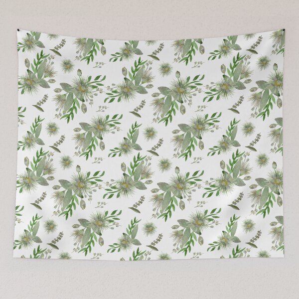 Item preview, Green Watercolour Springtime Australian Pattern designed and sold by Sketchbook Designs.