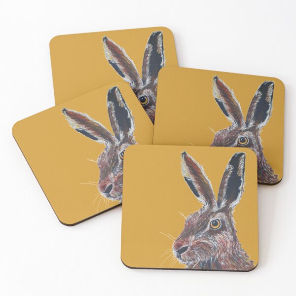 Item preview, Golden Yellow Hugh the Hare - Original Acrylic design designed and sold by ArtbyCathyUK.