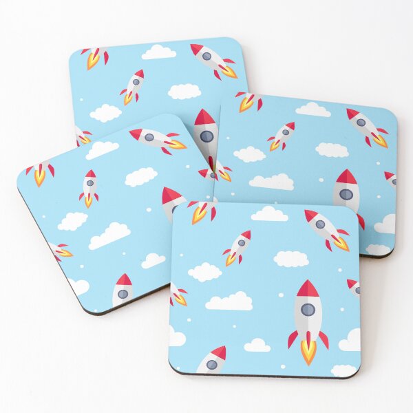 Item preview, Rockets on blue cloudy sky designed and sold by Katine-Art.