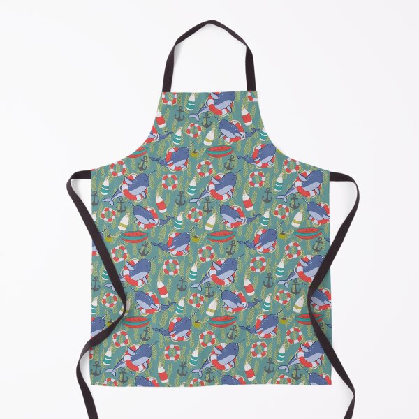 Item preview, Nautical Narwhal Pattern with Anchors, Kelp and Buoys designed and sold by carabara.