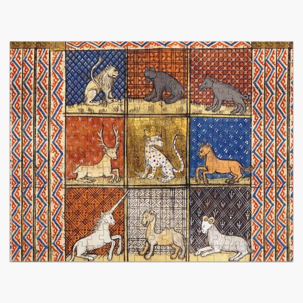 Vista previa del artículo con la obra «ANIMALES FANTÁSTICOS BESTIARIOS MEDIEVALES EN COLORES ORO ROJO AZUL», diseñado y vendido por BulganLumini.