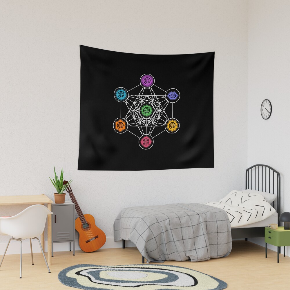 Metatrons Cube Chakras Sacred Geometry Cosmic Energy Centers Tapestry for Sale by Anne Mathiasz Redbubble