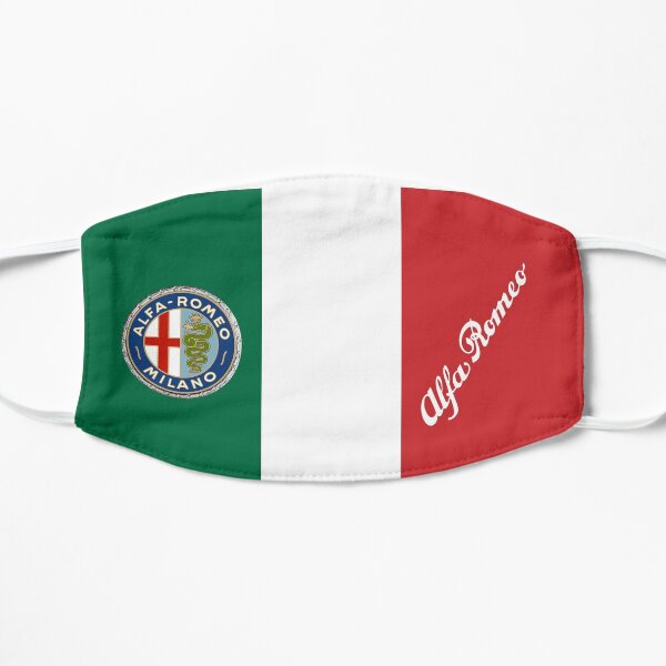Alfa '60 -'72 Badge & Script-Couleur / Blanc sur drapeau italien Masque sans plis