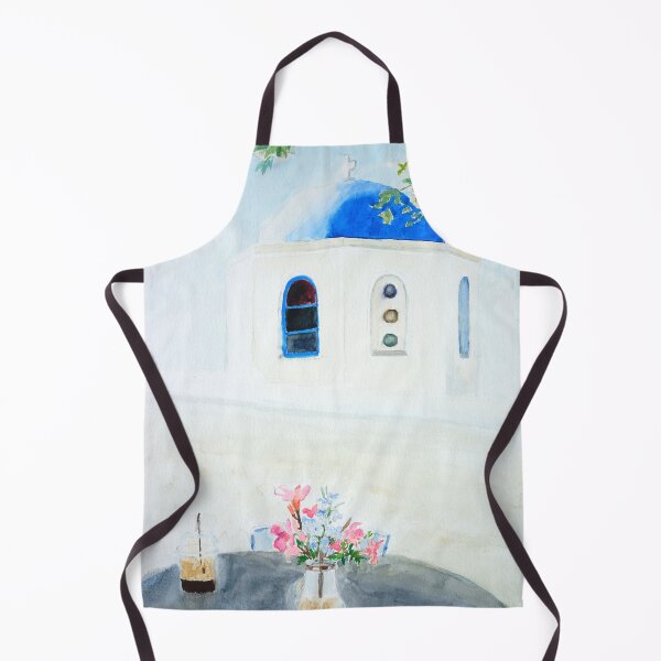 Item preview, hand painted white and blue Santorini church designed and sold by ColorandColor.