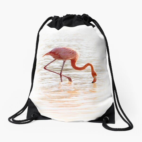 Pink Flamingo Feeding Drawstring Bag