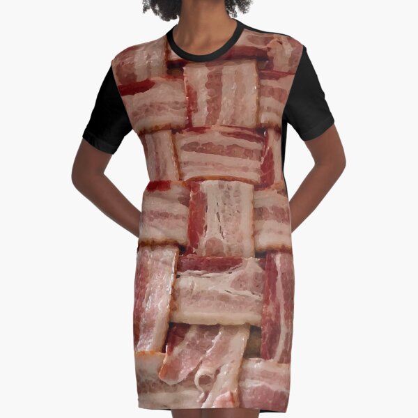Crazy Bacon Lover Design - Look So Yummm Graphic T-Shirt Dress