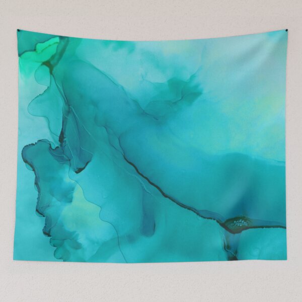 Item preview, Blue Ink Abstract Painting watercolor designed and sold by AuroCreatives.